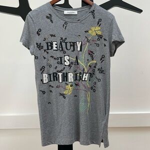 VALENTINO “Beauty is a Birthright” embellished beaded statement t-shirt size M
